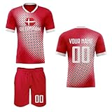 Fußball Trikot Set für Männer Frauen Jugendliche Kinder - Personalisiert Name und Nummer Fussball T-Shirt Shorts - Geschenk für Nationalmannschaft-F