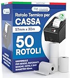 Thermorollen für Registrierkassen – 50 Rollen aus zugelassenem Thermopapier 57 mm x 30 m, universal, hochwertig, mit Durchmesser 42 mm, BPA-frei, kompatibel mit Nexi Axerve Ing