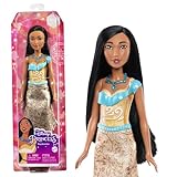 Mattel Disney Prinzessin-Spielzeug, bewegliche Pocahontas-Modepuppe mit glitzernder Kleidung und Accessoires, inspiriert vom Disney-Film, Geschenk für Kinder, HLW07