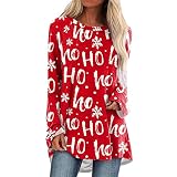 Damen-Kleid, niedlich, Weihnachtsdruck, lockeres Oberteil, lässig, Sweatshirt, Langarm, Hirschmotiv, Kostüm, Weihnachtsmutter, Damen, Rundhalsausschnitt, hässlicher Weihnachtspullover, Merry C