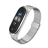 EasyULT Metall Armband Kompatibel mit Xiaomi Mi Band 6/5/4/3, Ersatzband Wasserdicht Edelstahl Strap Armband Zubehör mit Entfernungswerkzeug für Xiaomi Mi Band 6/5/4/3 (Silber)
