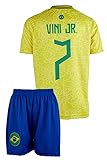 Mefstone Brasilien Kinder Trikot für Kinder, Football Trainings Kinder Trikot, Fußball-Trainingstrikots für Jungen 2024 Brasil, Komm mit Shorts (10-11Jahre,Gelb,vin,164)