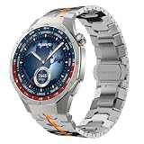 HinZann 22mm Uhrenarmband für Huawei Watch GT 5 46mm Armband/Watch GT 5 Pro/Watch GT 4/Watch GT 3/Huawei Watch 4 3 2 46mm, Edelstahl Metall Ersatzarmband für Huawei Watch GT 4 Pro 48mm-Titan Orang