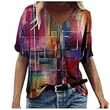 Damen Kurzärmeliges Tunika Tunika Sommer Tank Tops Sporttop V-Neck Locker Casual Sommer Tops Fasching