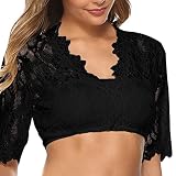 MODSGUE Dirndlbluse Spitze Damen Sommer Dirndl Bluse Halbarm Sexy Dirndl Bluse V-Neck Trachtenbluse für Oktoberfest Tracht Bluse Oktoberfest Elegante Weiß/Schw