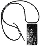 Handykette kompatibel mit Oppo Find X2 Neo/Reno 3 Pro 5G Handyhülle Transparent Silikon Schutzhülle - Necklace Hülle mit Band Handy-Kette Case mit Necklace Schnur mit Kette zum Umhängen,Schw