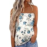 Generisch Tank Top Damen Sommer,Geripptes Einfarbige Tanktops rmellose Rückenfreies Oberteil Sommer Geraffte Crop Festival Oberteile Strandmode, Bauchfreies Kleidung Streetw
