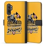 Klapphülle kompatibel mit Xiaomi Mi Note 10 Pro Handyhülle aus Kunst Leder schwarz Flip Case SG Dynamo Dresden Offizielles Lizenzprodukt Aufstieg