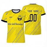Generisch Personalisierte BVB Trikot,BVB Trikot mit Eigenem Namen & Nummer,BVB Fanartikel Trikot,Herren,Jugend,Damen Fußball Trikot,100% Polyester, Atmungsak