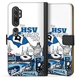 DeinDesign Klapphülle kompatibel mit Xiaomi Mi Note 10 Pro Handyhülle aus Kunst Leder schwarz Flip Case Hamburger SV Offizielles Lizenzprodukt Aufstieg