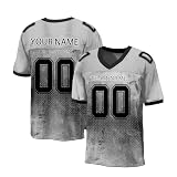 Personalisiertes American FootballTrikot Individuell Printed Team Name & Number Custom Football Jersey Sporttrikot für Herren Damen Jugend Unisex Schnelltrocknend Atmungsaktiv Tshirt(#C Light Gray)