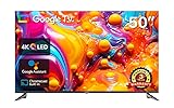 TEEVIEW TV50QUG-EU 50' Google Smart 4K UHD TV, WLAN, Bluetooth, 3X HDMI, Triple Tuner, Sprachsteuerung, Integrierte Streaming-App