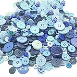 70–100 Stück runde Knöpfe in gemischten Farben, 1–3 cm, Nähknöpfe aus Kunstharz, DIY-Handknopf, 2/4-Loch-Knopf für handgefertigtes Nähzubehör, Serie 13, Blau, 50 g, ca. 70–1