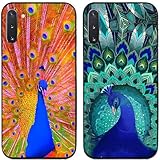 2 Stück hübscher Pfau Musterdruck TPU Gel Silikon Dünn Handy Hülle Schutzhülle Für Smartphones (Für Samsung Galaxy Note 10)