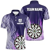 Lila Feuerflamme 3D Dartboard Herren & Damen Darts Polo & Quarter-Zip Shirts Individuelle Darts Team Trikots T1292