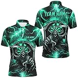 Outfitsuche Personalisierte Türkisfarbene Grim Reaper 3D Dart Team Trikot mit Blitz- und Donnerdesign für Herren & Damen Leistungsdarts Trikot T2800