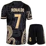 Mikalay Madrid #7 Retro Black Dragon Limitierte Sonderedition Seltenes Fußball Kinder Trikot Shorts Set Jugendgrößen (Schwarz,164)